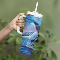 New Zealand Matariki Humpback Whale Tumbler With Handle Paikea Maori New Year Blue Galaxy LT14 - Polynesian Pride