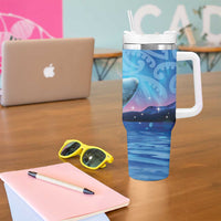 New Zealand Matariki Humpback Whale Tumbler With Handle Paikea Maori New Year Blue Galaxy LT14 - Polynesian Pride