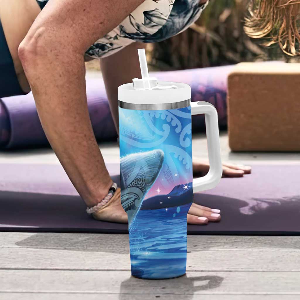 New Zealand Matariki Humpback Whale Tumbler With Handle Paikea Maori New Year Blue Galaxy LT14 - Polynesian Pride