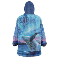 New Zealand Matariki Humpback Whale Wearable Blanket Hoodie Paikea Maori New Year Blue Galaxy LT14 - Polynesian Pride