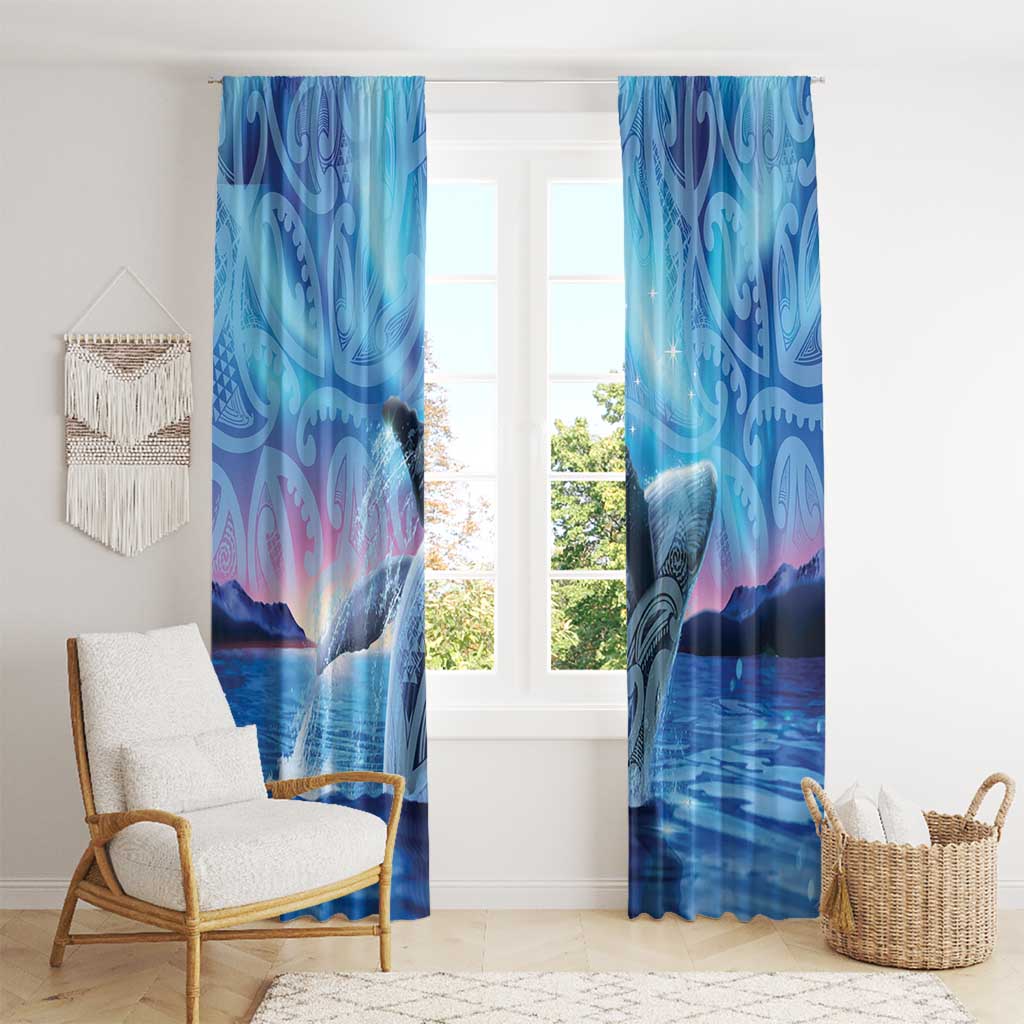 New Zealand Matariki Humpback Whale Window Curtain Paikea Maori New Year Blue Galaxy