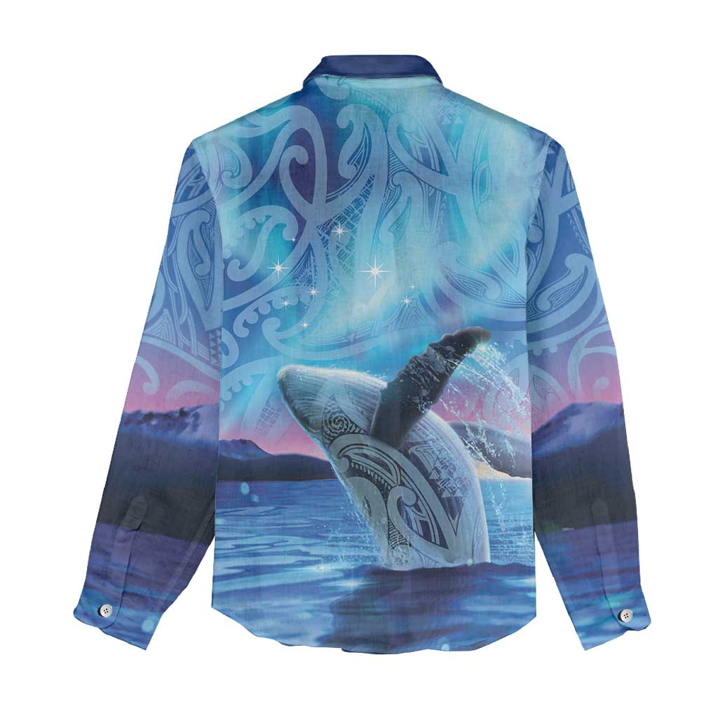 New Zealand Matariki Humpback Whale Women Casual Shirt Paikea Maori New Year Blue Galaxy LT14 - Polynesian Pride