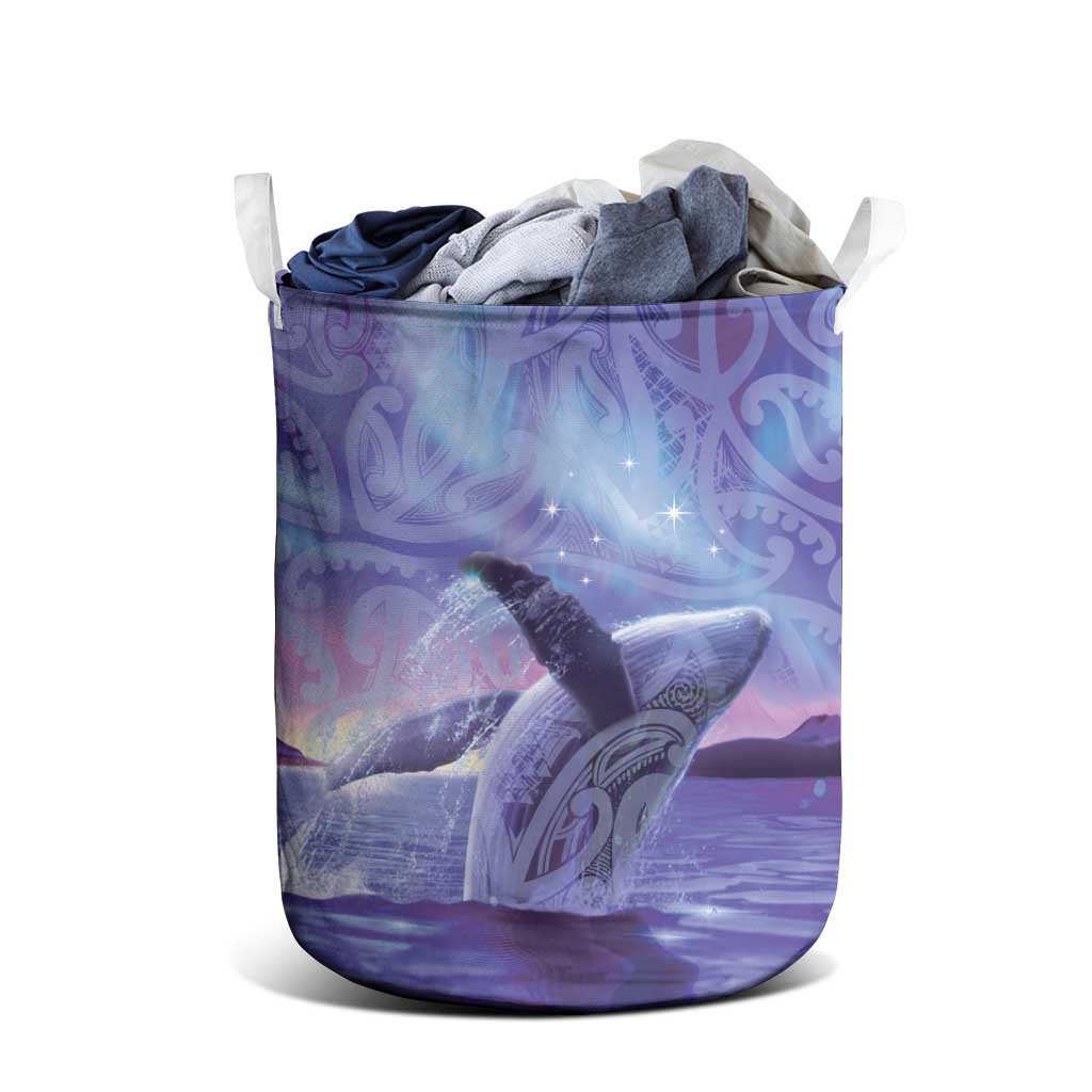 New Zealand Matariki Humpback Whale Laundry Basket Paikea Maori New Year Purple Galaxy LT14 - Polynesian Pride