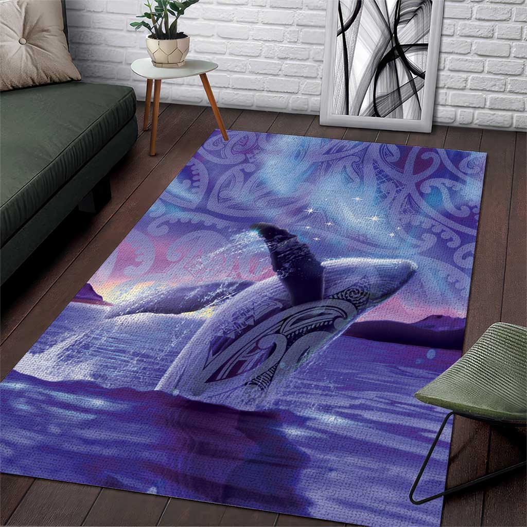 New Zealand Matariki Humpback Whale Area Rug Paikea Maori New Year Purple Galaxy LT14 Purple - Polynesian Pride