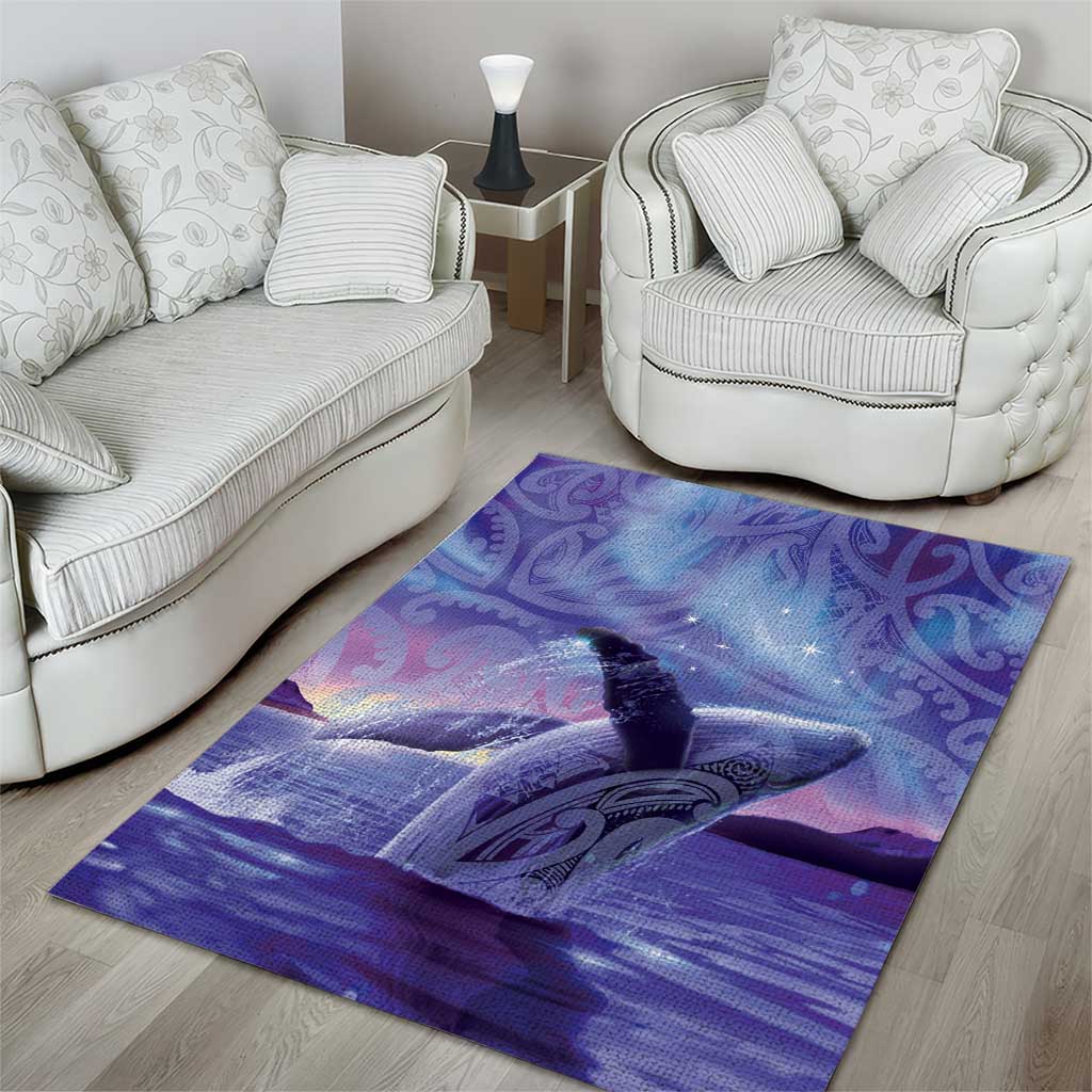 New Zealand Matariki Humpback Whale Area Rug Paikea Maori New Year Purple Galaxy LT14 - Polynesian Pride