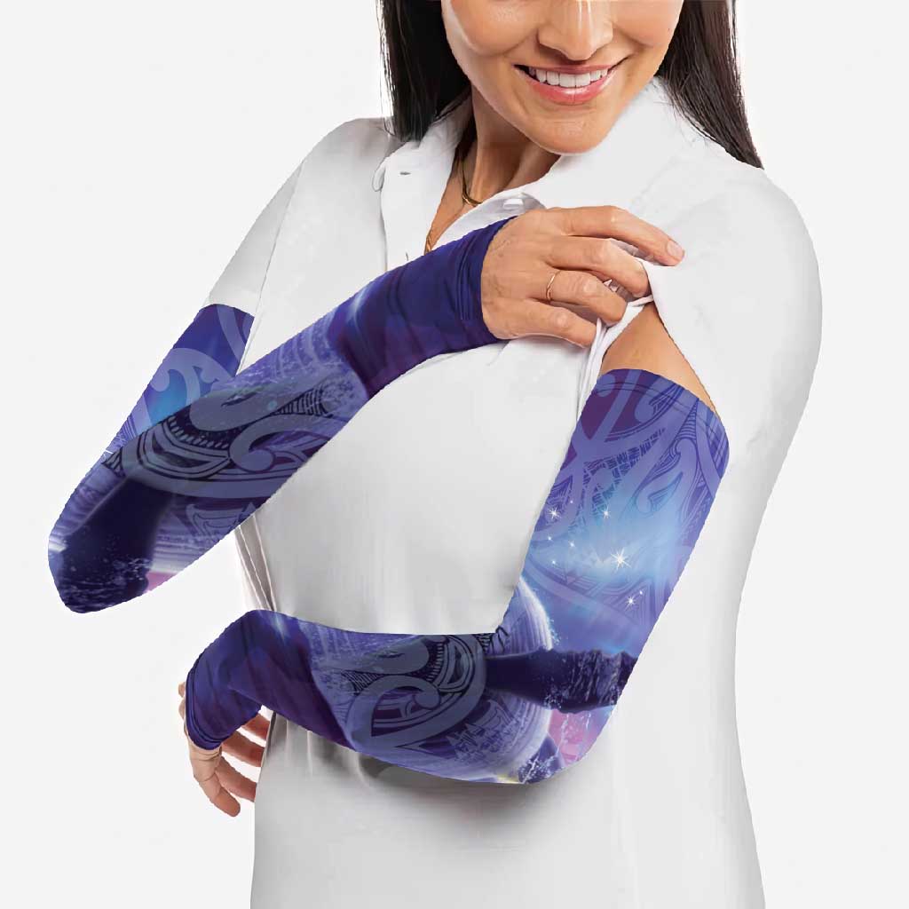 New Zealand Matariki Humpback Whale Arm Sleeves Paikea Maori New Year Purple Galaxy LT14 - Polynesian Pride
