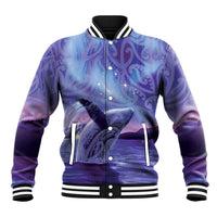 New Zealand Matariki Humpback Whale Baseball Jacket Paikea Maori New Year Purple Galaxy