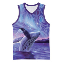 New Zealand Matariki Humpback Whale Basketball Jersey Paikea Maori New Year Purple Galaxy LT14 Unisex Purple - Polynesian Pride