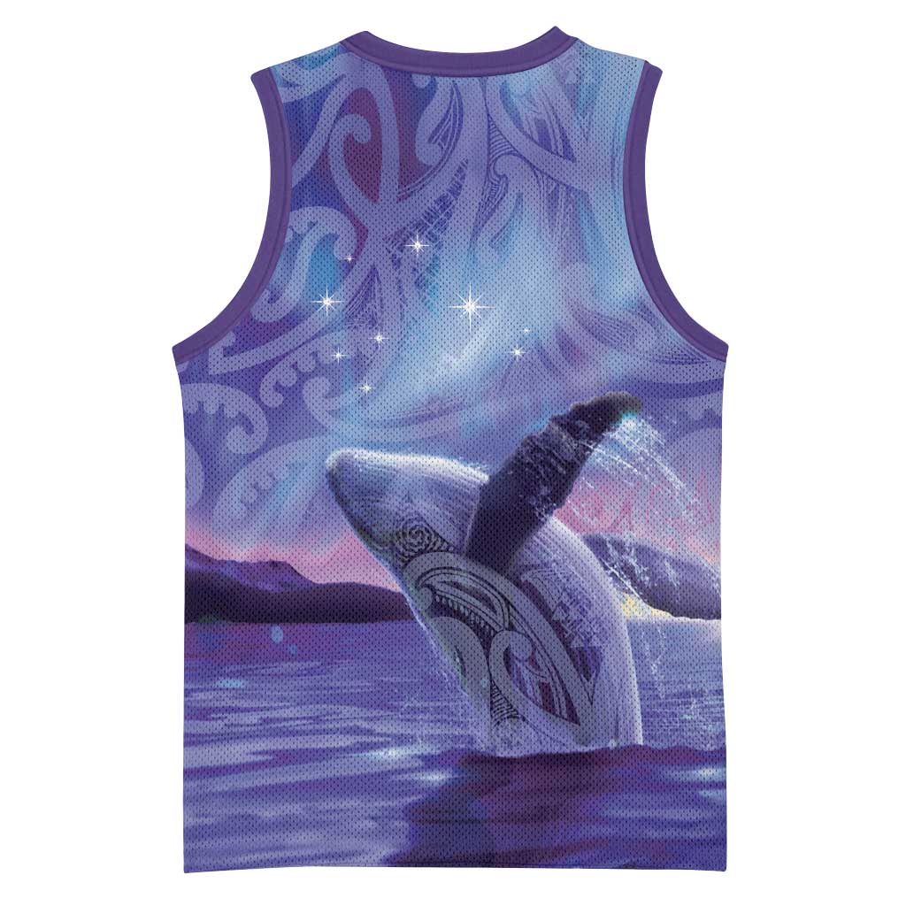 New Zealand Matariki Humpback Whale Basketball Jersey Paikea Maori New Year Purple Galaxy LT14 - Polynesian Pride
