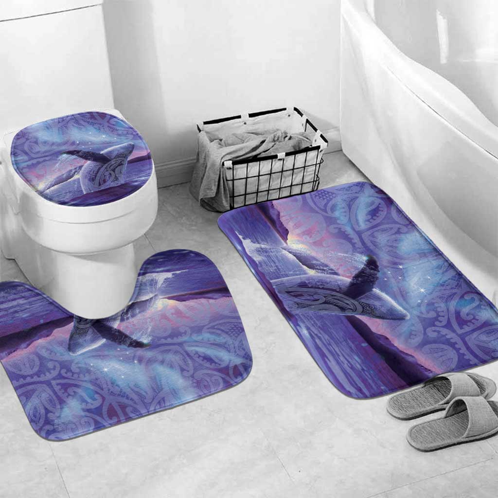 New Zealand Matariki Humpback Whale Bathroom Set Paikea Maori New Year Purple Galaxy LT14 Mat Set Only (3 pcs) One Size Purple - Polynesian Pride