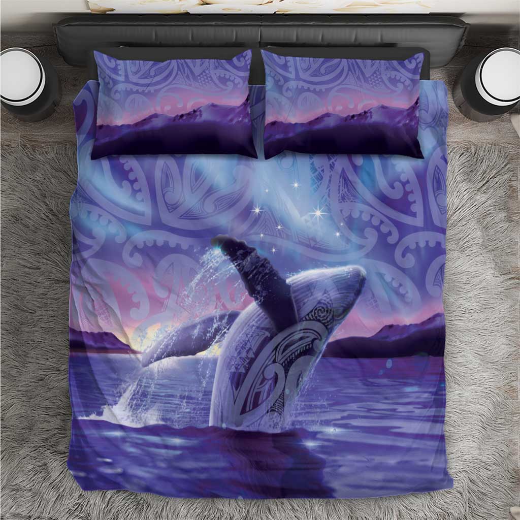 New Zealand Matariki Humpback Whale Bedding Set Paikea Maori New Year Purple Galaxy