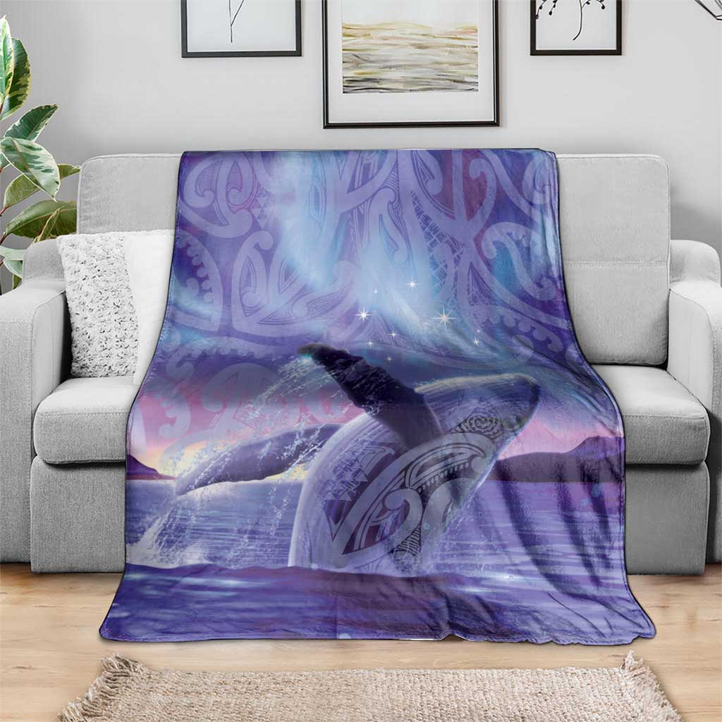 New Zealand Matariki Humpback Whale Blanket Paikea Maori New Year Purple Galaxy