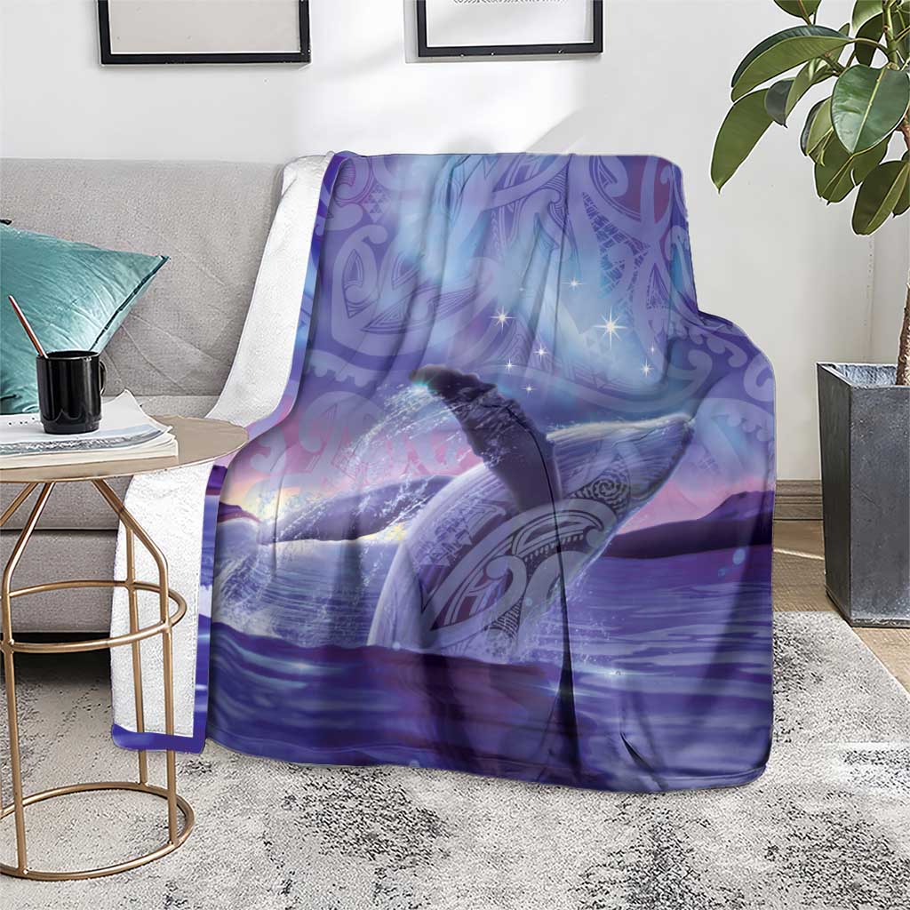 New Zealand Matariki Humpback Whale Blanket Paikea Maori New Year Purple Galaxy