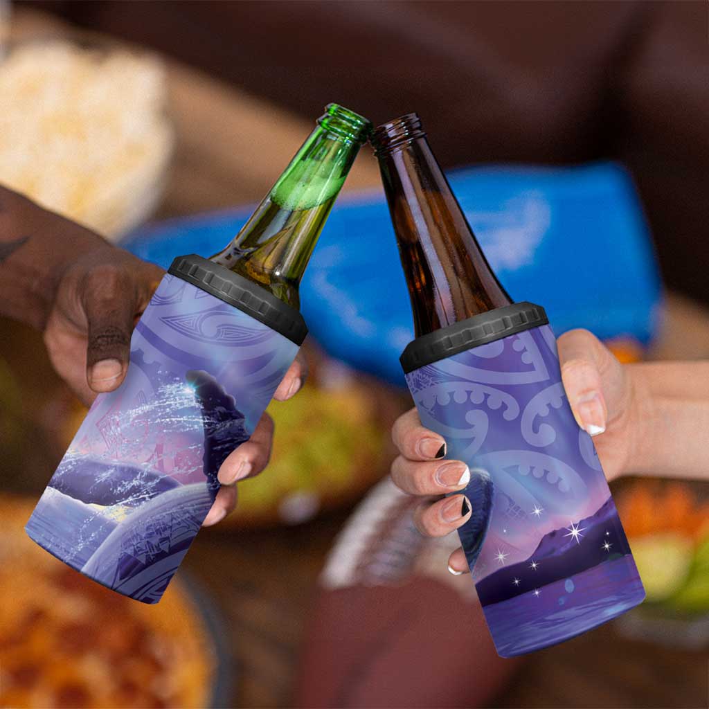 New Zealand Matariki Humpback Whale 4 in 1 Can Cooler Tumbler Paikea Maori New Year Purple Galaxy LT14 - Polynesian Pride