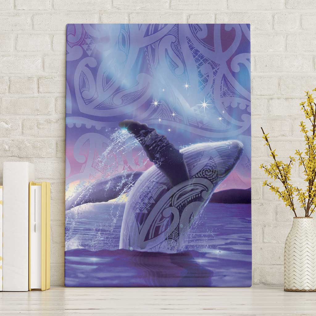 New Zealand Matariki Humpback Whale Canvas Wall Art Paikea Maori New Year Purple Galaxy LT14 Without Frame Purple - Polynesian Pride