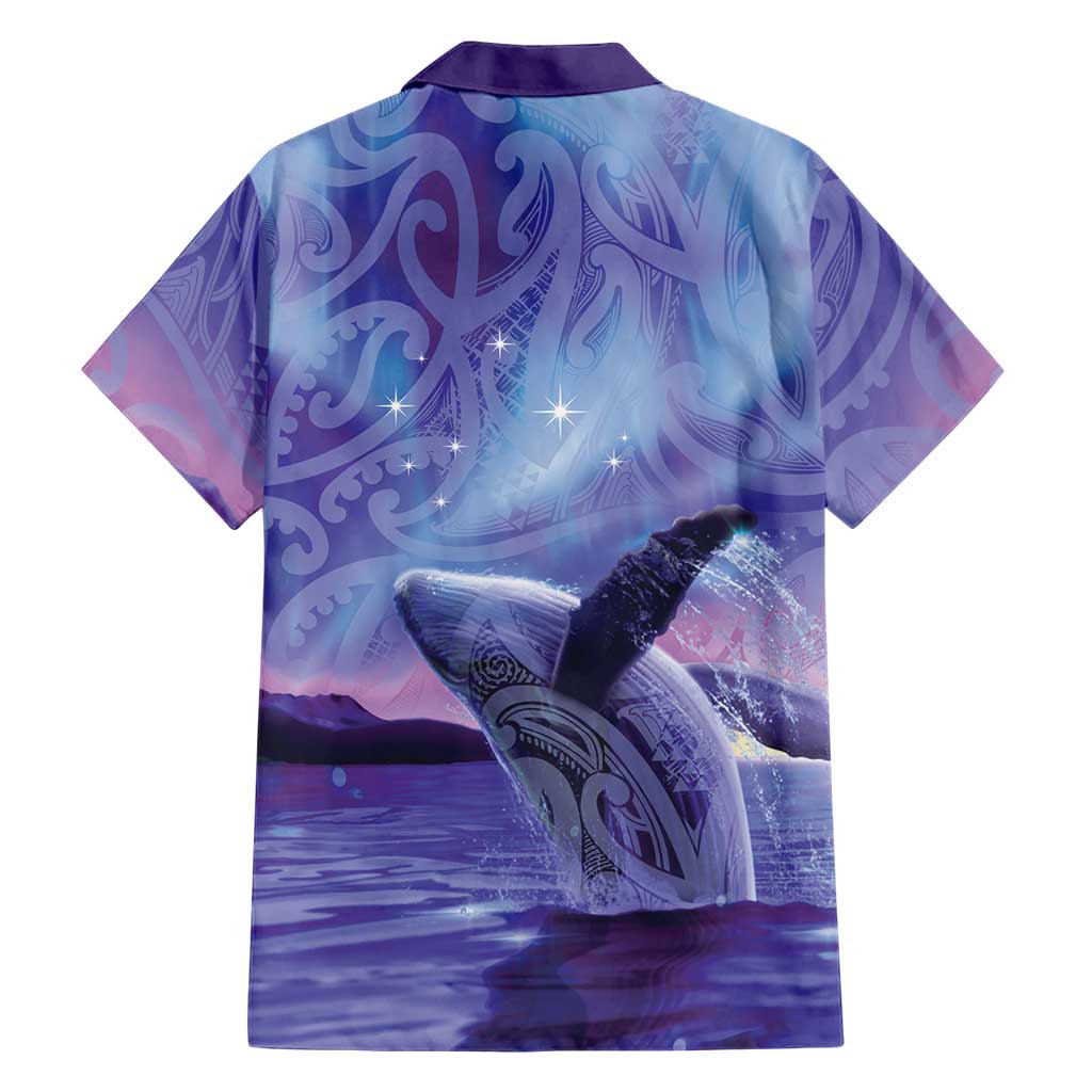 New Zealand Matariki Humpback Whale Family Matching Summer Maxi Dress and Hawaiian Shirt Paikea Maori New Year Purple Galaxy LT14 - Polynesian Pride