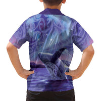 New Zealand Matariki Humpback Whale Family Matching Tank Maxi Dress and Hawaiian Shirt Paikea Maori New Year Purple Galaxy LT14 - Polynesian Pride