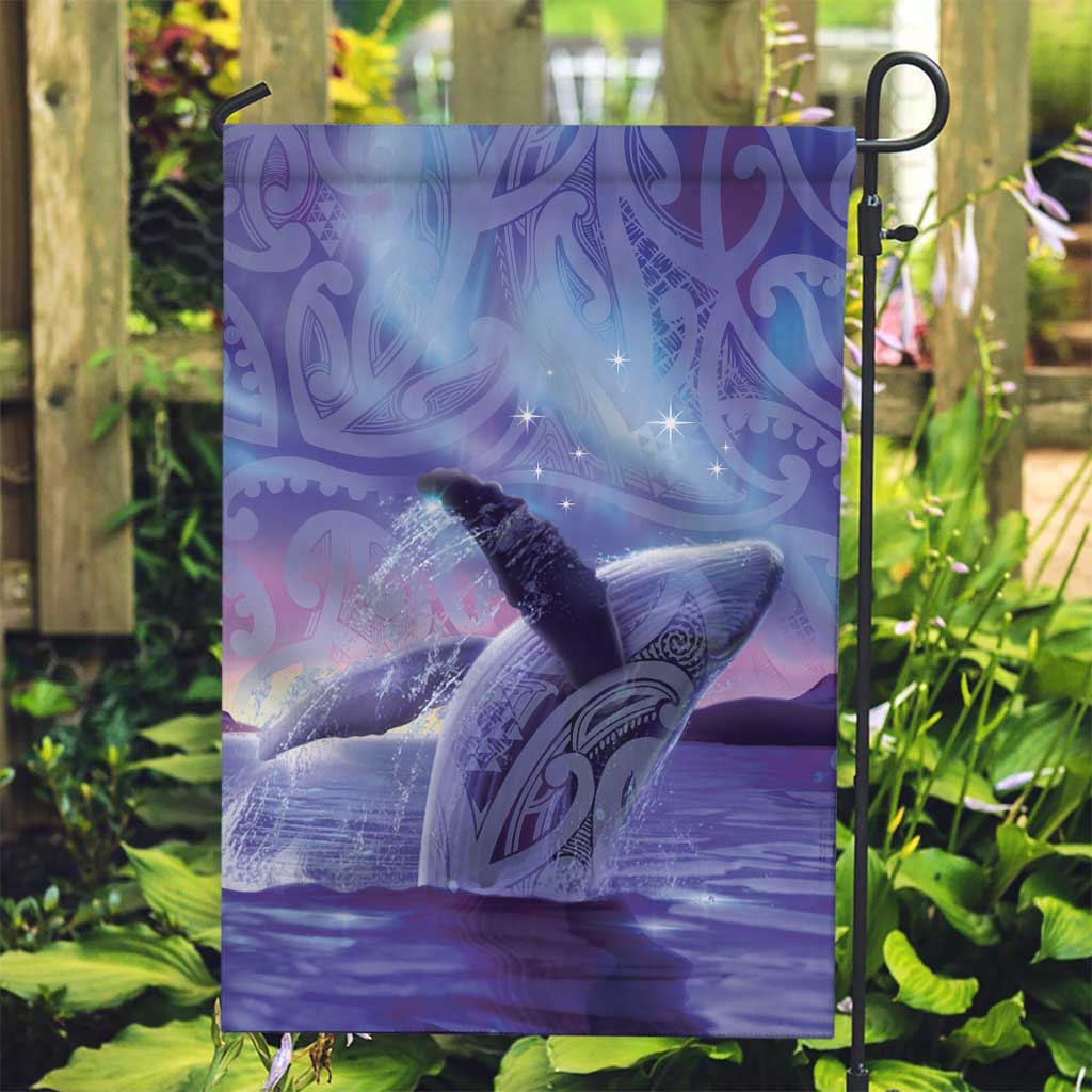 New Zealand Matariki Humpback Whale Garden Flag Paikea Maori New Year Purple Galaxy LT14 Garden Flag Purple - Polynesian Pride