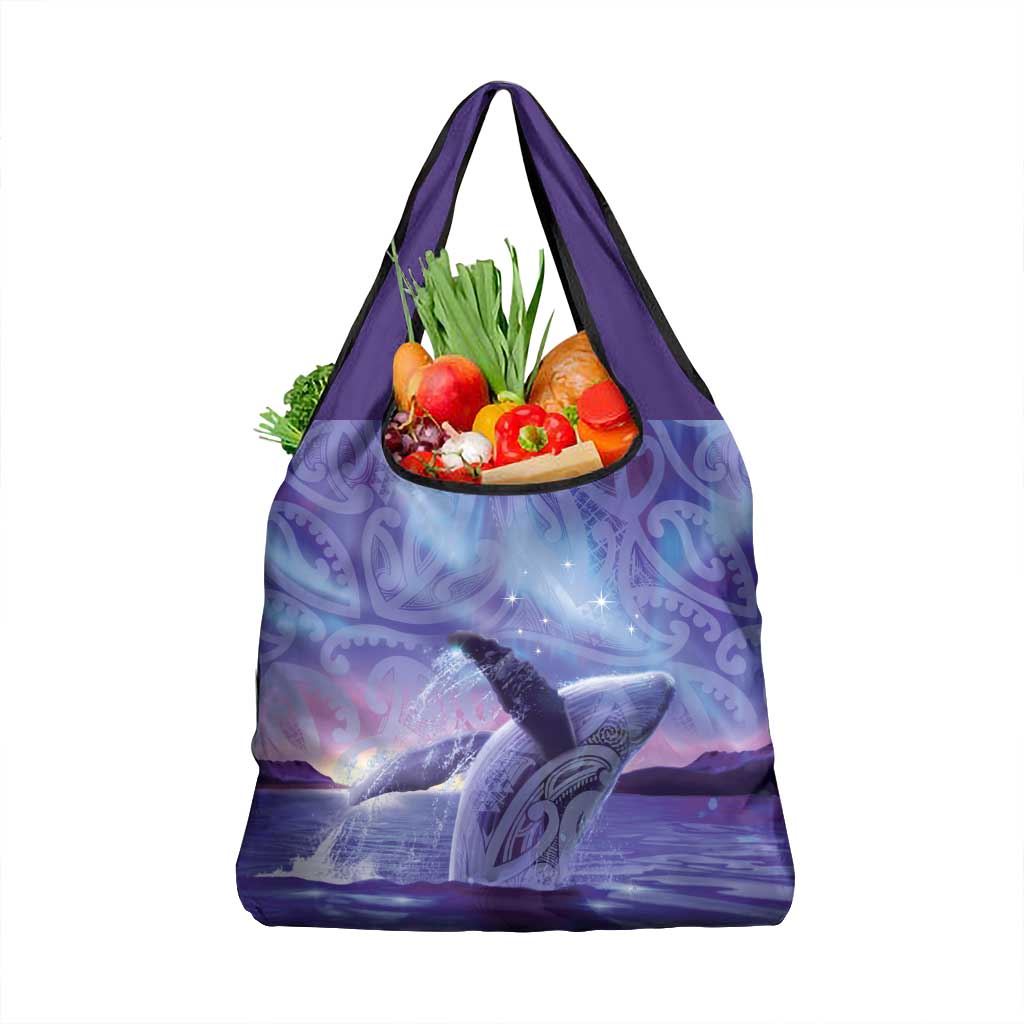 New Zealand Matariki Humpback Whale Grocery Bag Paikea Maori New Year Purple Galaxy LT14 1-pack One Size Purple - Polynesian Pride