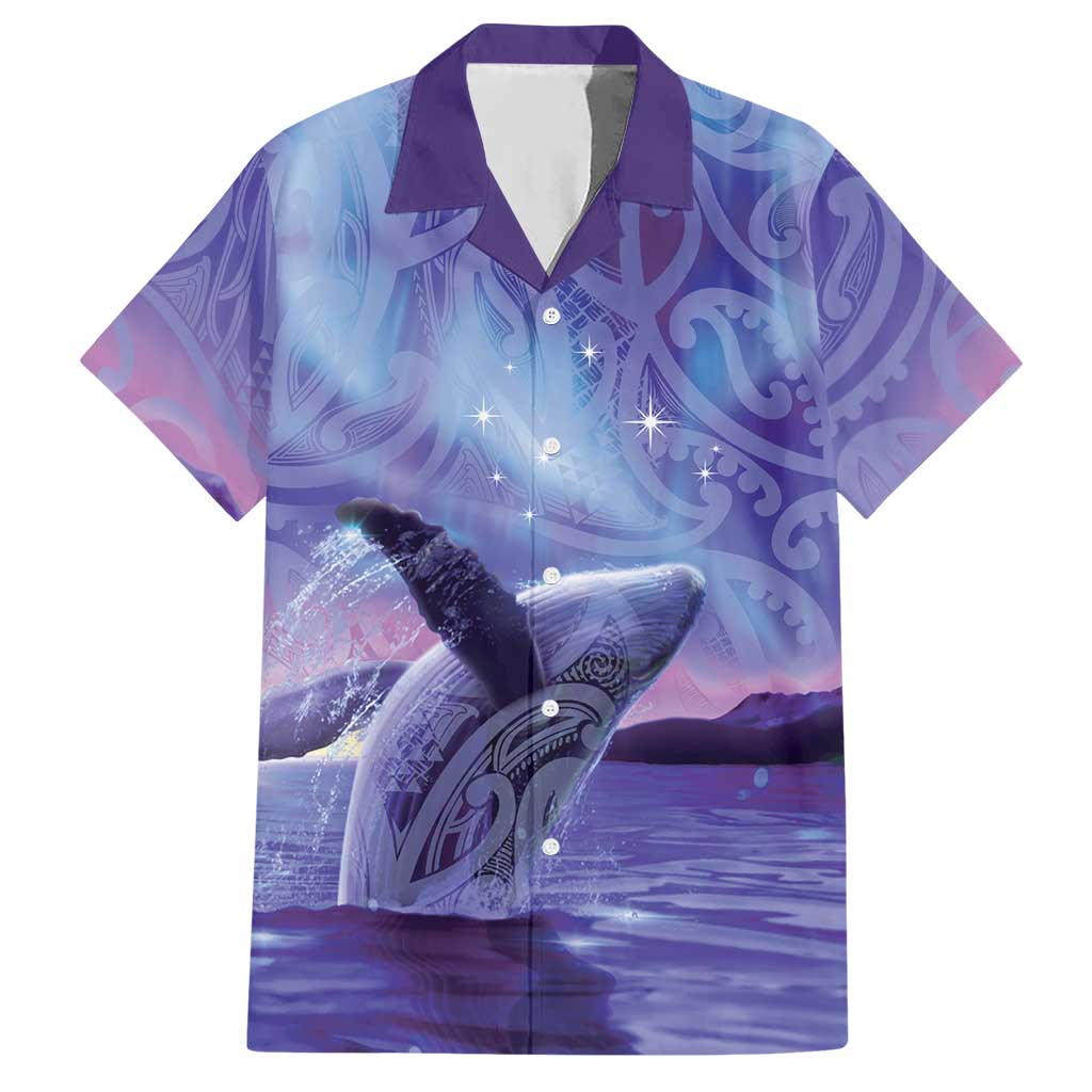 New Zealand Matariki Humpback Whale Hawaiian Shirt Paikea Maori New Year Purple Galaxy LT14 Purple - Polynesian Pride