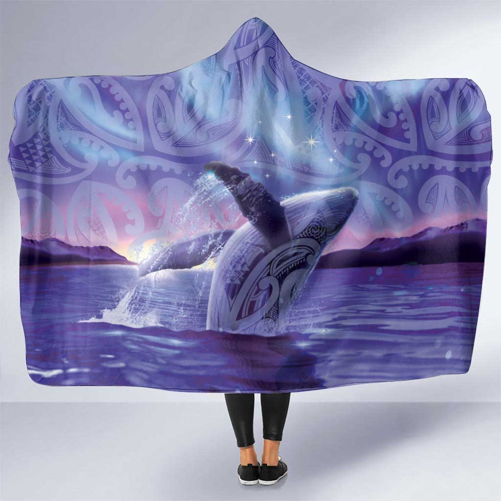 New Zealand Matariki Humpback Whale Hooded Blanket Paikea Maori New Year Purple Galaxy LT14 One Size Purple - Polynesian Pride