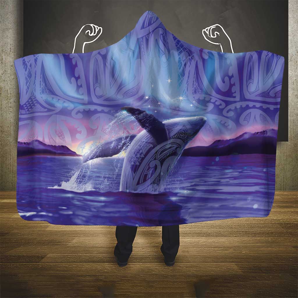 New Zealand Matariki Humpback Whale Hooded Blanket Paikea Maori New Year Purple Galaxy LT14 - Polynesian Pride