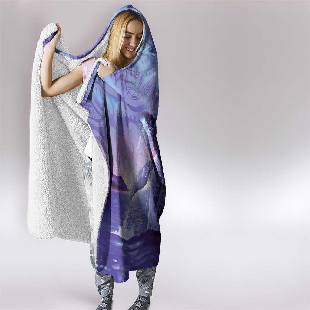 New Zealand Matariki Humpback Whale Hooded Blanket Paikea Maori New Year Purple Galaxy LT14 - Polynesian Pride