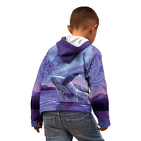 New Zealand Matariki Humpback Whale Kid Hoodie Paikea Maori New Year Purple Galaxy LT14 - Polynesian Pride
