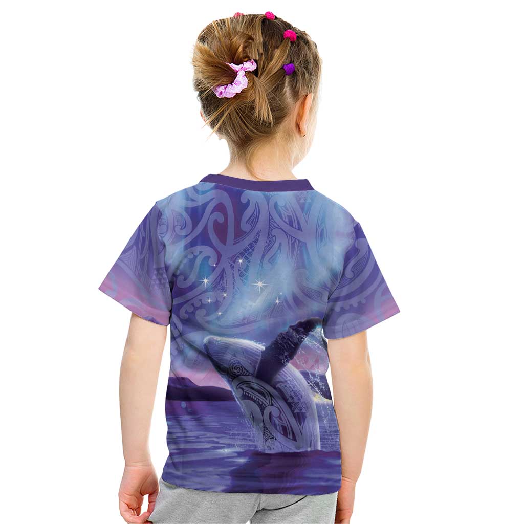 New Zealand Matariki Humpback Whale Kid T Shirt Paikea Maori New Year Purple Galaxy LT14 - Polynesian Pride
