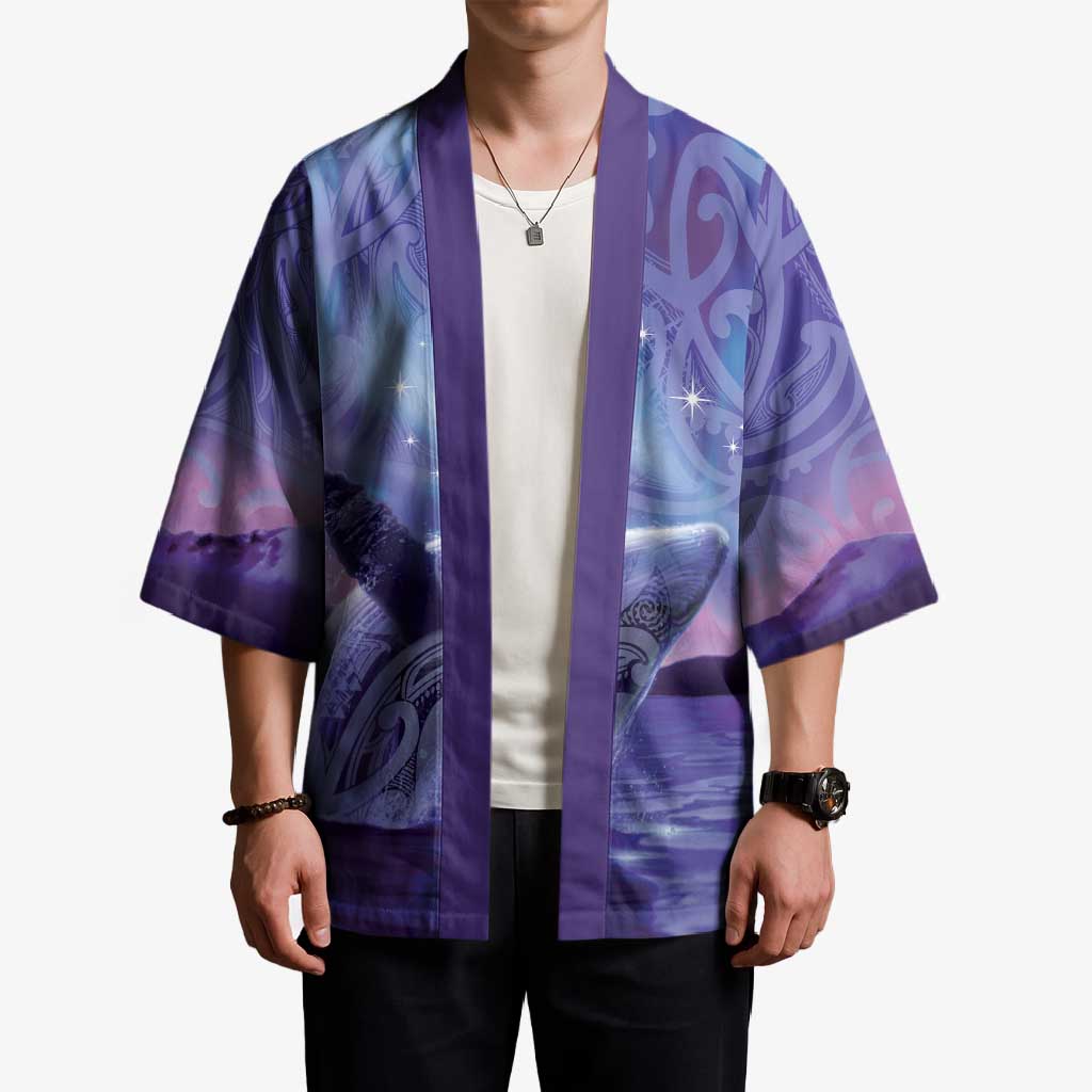New Zealand Matariki Humpback Whale Kimono Paikea Maori New Year Purple Galaxy LT14 - Polynesian Pride