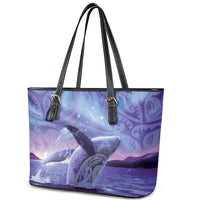 New Zealand Matariki Humpback Whale Leather Tote Bag Paikea Maori New Year Purple Galaxy LT14 - Polynesian Pride