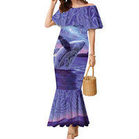 New Zealand Matariki Humpback Whale Mermaid Dress Paikea Maori New Year Purple Galaxy LT14 Women Purple - Polynesian Pride