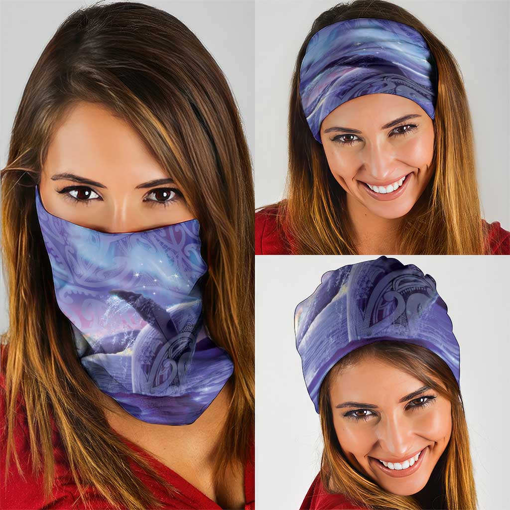 New Zealand Matariki Humpback Whale Neck Gaiter Paikea Maori New Year Purple Galaxy LT14 - Polynesian Pride