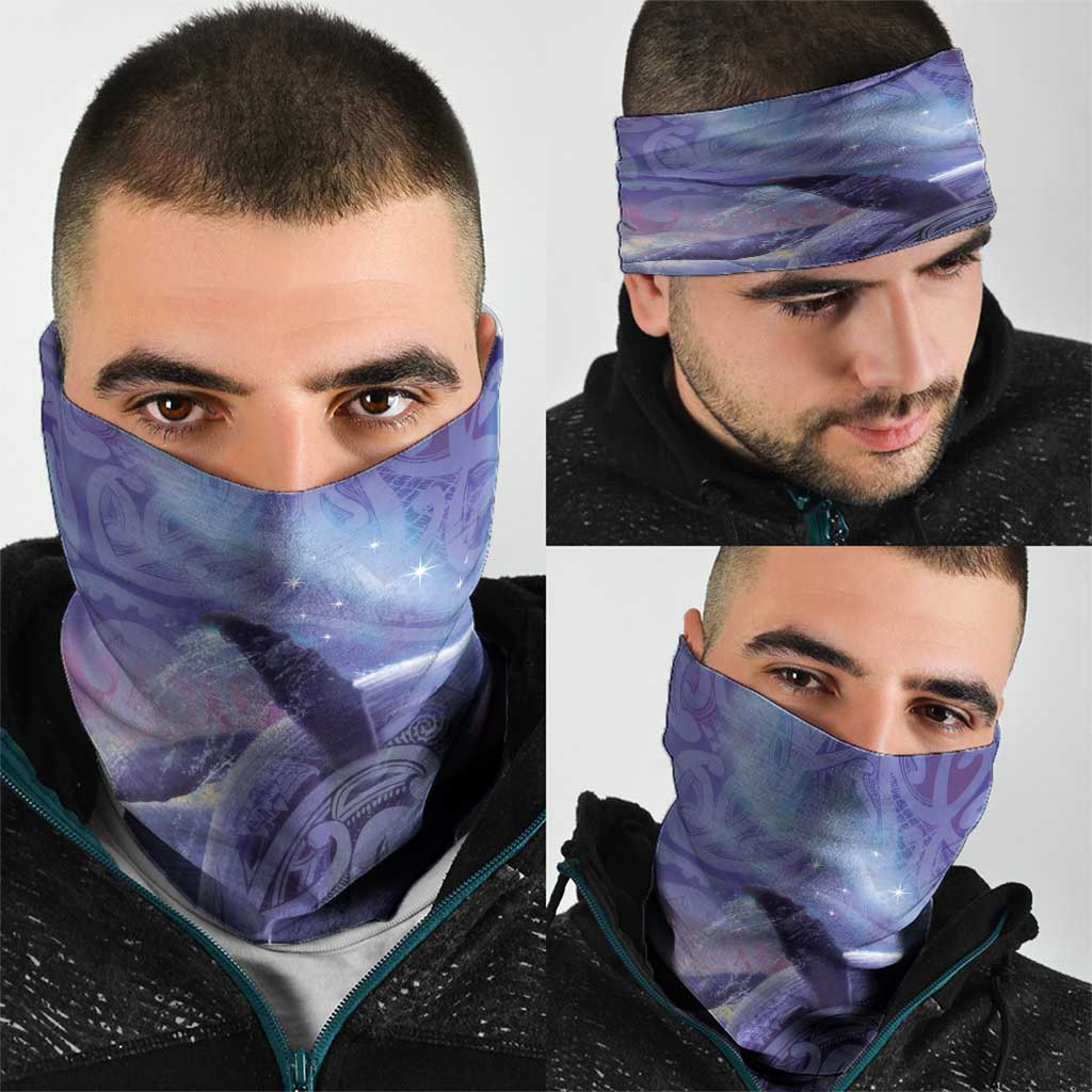 New Zealand Matariki Humpback Whale Neck Gaiter Paikea Maori New Year Purple Galaxy LT14 - Polynesian Pride