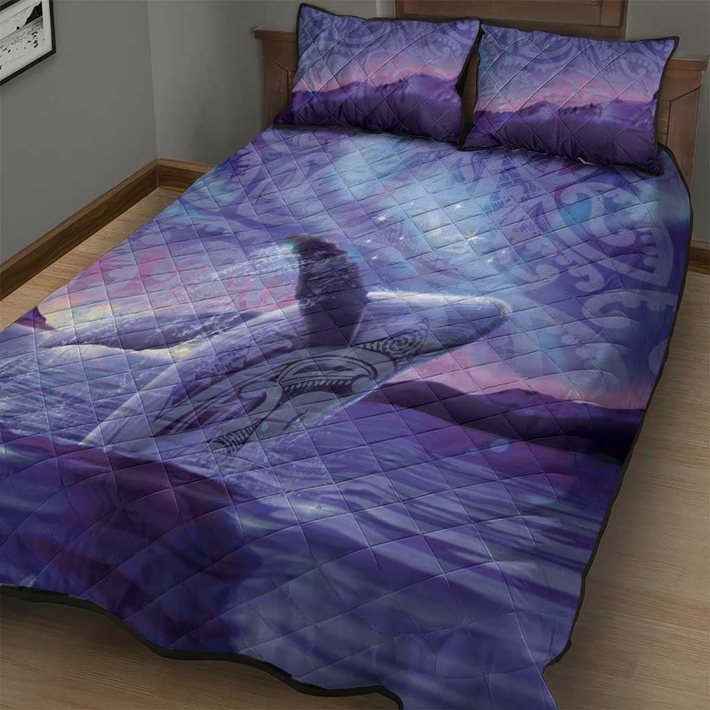New Zealand Matariki Humpback Whale Quilt Bed Set Paikea Maori New Year Purple Galaxy LT14 - Polynesian Pride