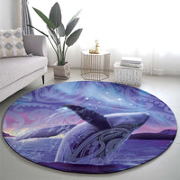 New Zealand Matariki Humpback Whale Round Carpet Paikea Maori New Year Purple Galaxy LT14 - Polynesian Pride
