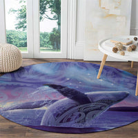 New Zealand Matariki Humpback Whale Round Carpet Paikea Maori New Year Purple Galaxy LT14 - Polynesian Pride