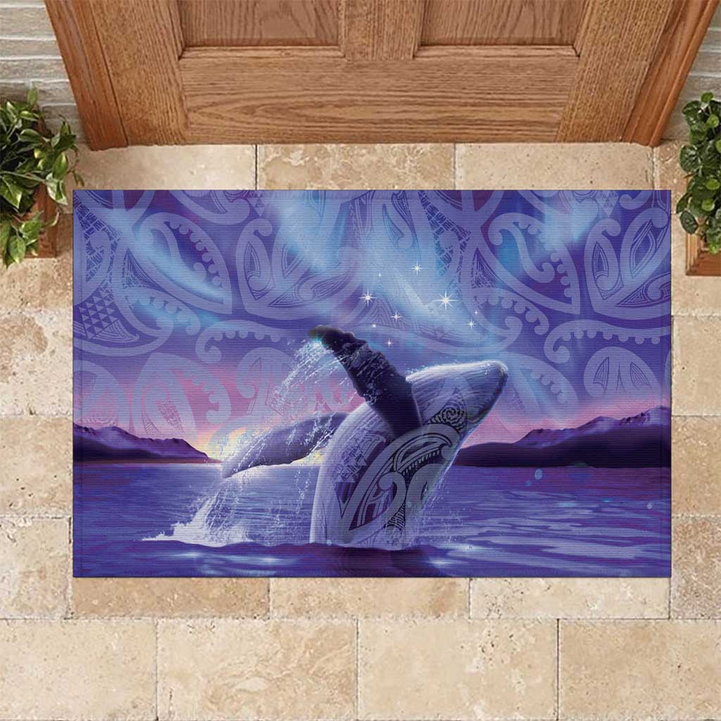 New Zealand Matariki Humpback Whale Rubber Doormat Paikea Maori New Year Purple Galaxy LT14 Purple - Polynesian Pride