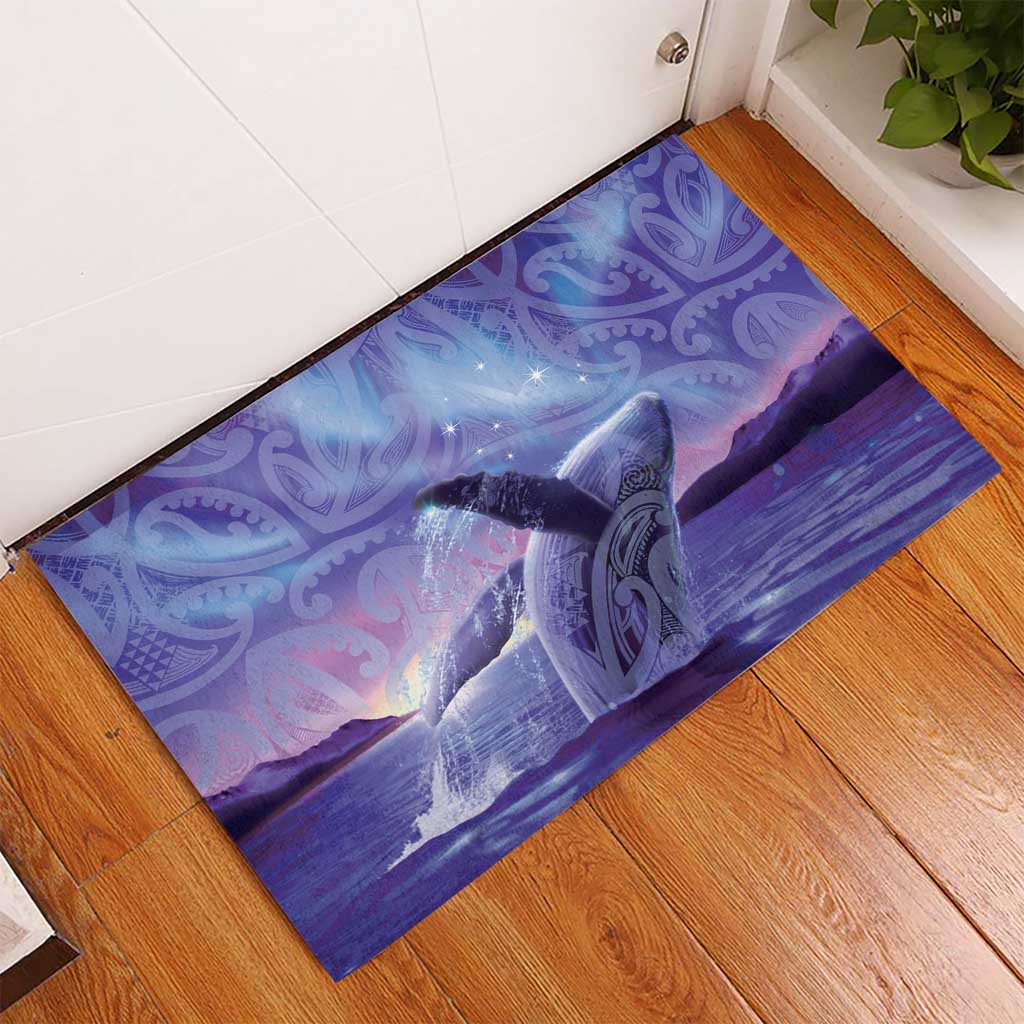 New Zealand Matariki Humpback Whale Rubber Doormat Paikea Maori New Year Purple Galaxy LT14 - Polynesian Pride