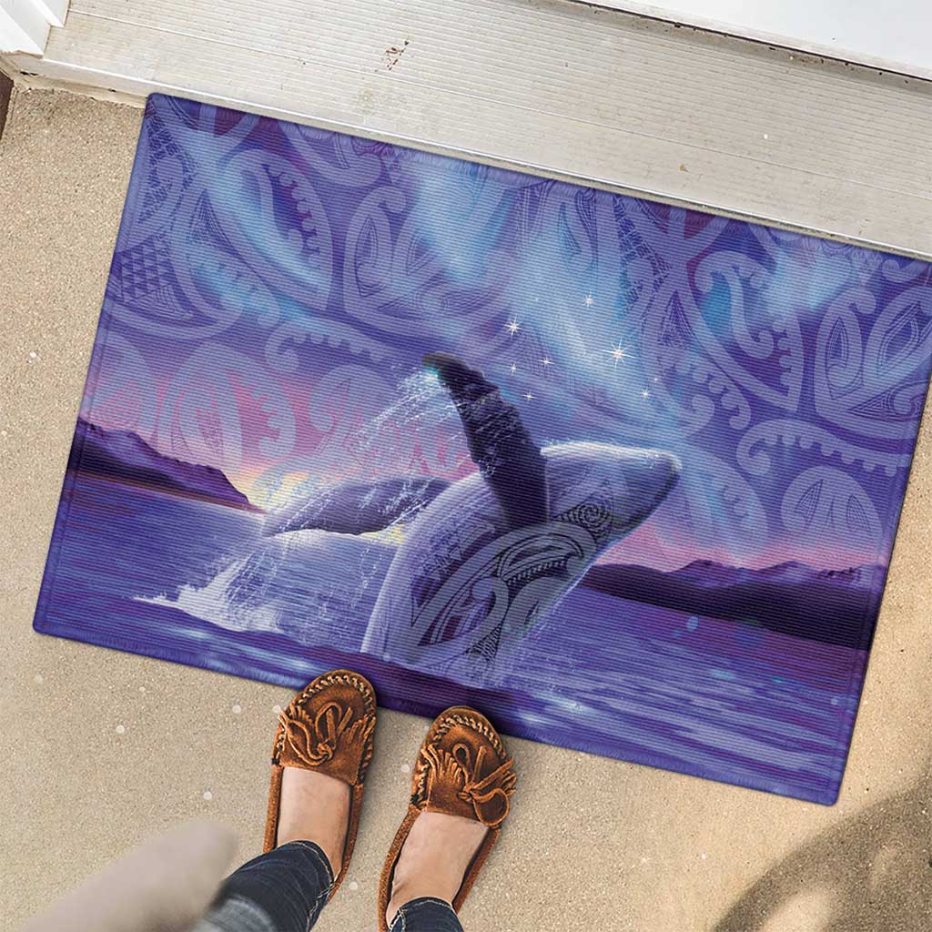 New Zealand Matariki Humpback Whale Rubber Doormat Paikea Maori New Year Purple Galaxy LT14 - Polynesian Pride