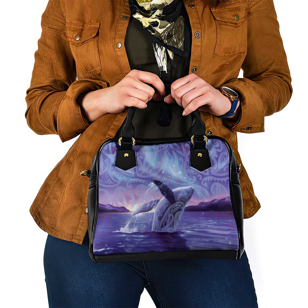 New Zealand Matariki Humpback Whale Shoulder Handbag Paikea Maori New Year Purple Galaxy LT14 - Polynesian Pride