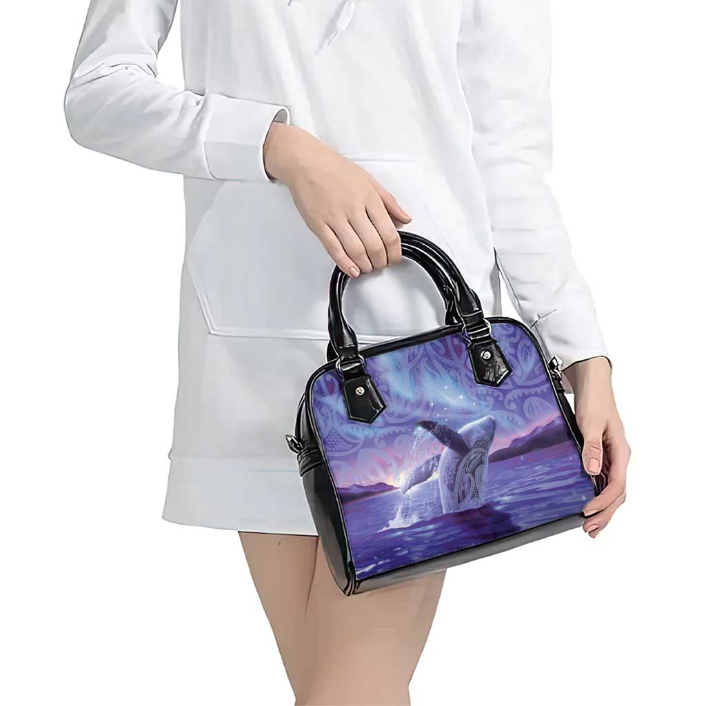 New Zealand Matariki Humpback Whale Shoulder Handbag Paikea Maori New Year Purple Galaxy LT14 - Polynesian Pride