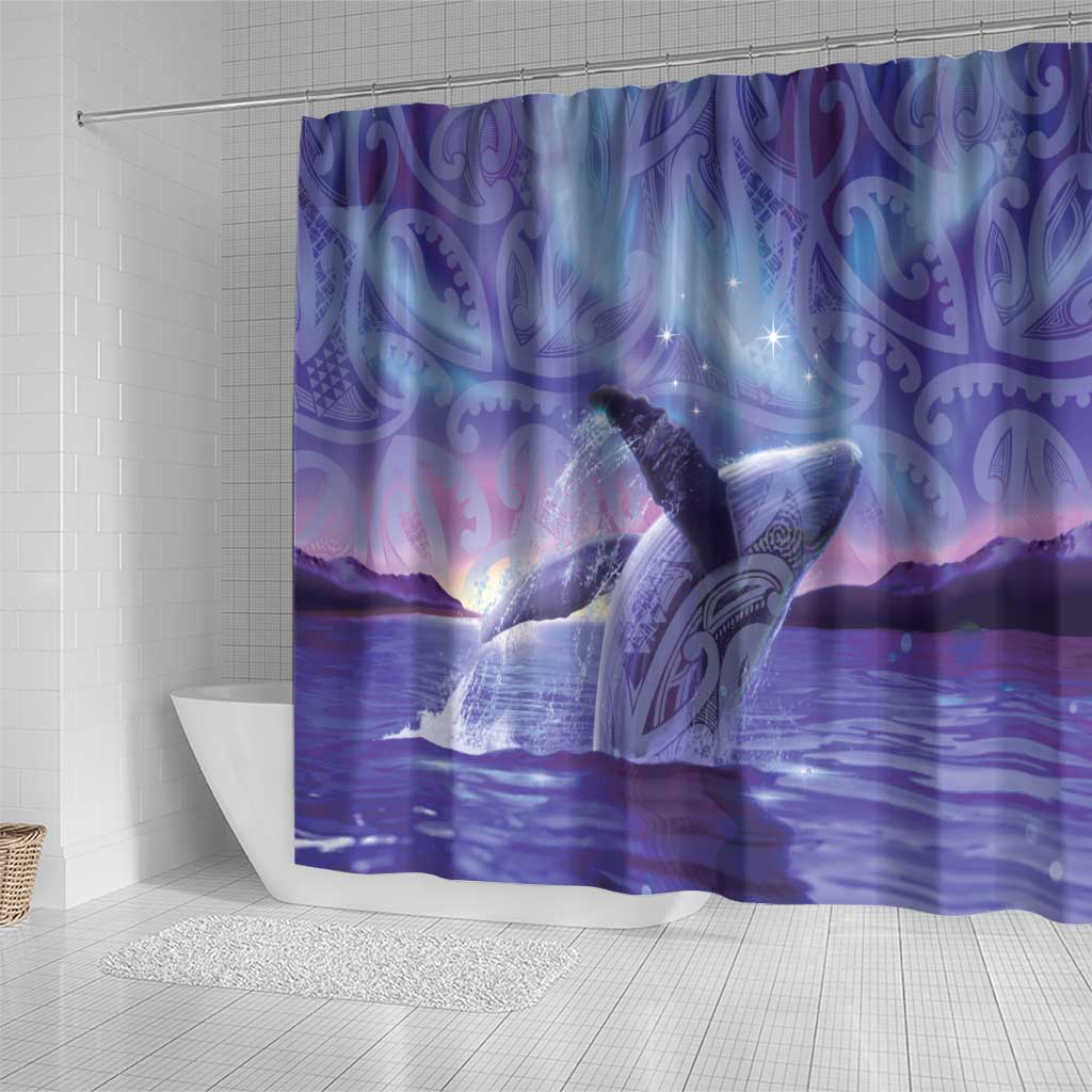 New Zealand Matariki Humpback Whale Shower Curtain Paikea Maori New Year Purple Galaxy LT14 - Polynesian Pride
