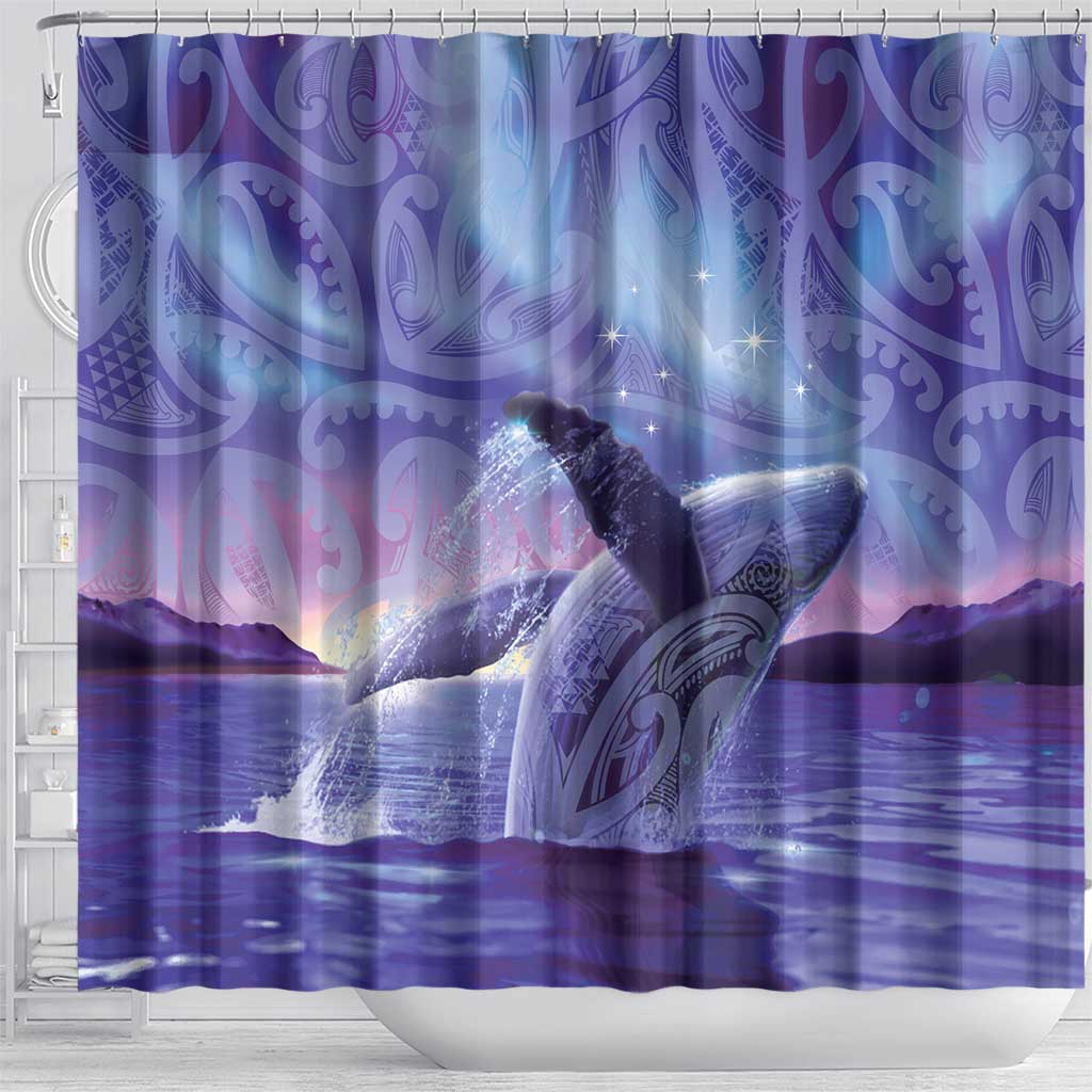 New Zealand Matariki Humpback Whale Shower Curtain Paikea Maori New Year Purple Galaxy LT14 - Polynesian Pride