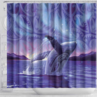 New Zealand Matariki Humpback Whale Shower Curtain Paikea Maori New Year Purple Galaxy LT14 - Polynesian Pride