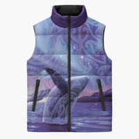 New Zealand Matariki Humpback Whale Sleeveless Puffer Jacket Paikea Maori New Year Purple Galaxy LT14 Unisex Purple - Polynesian Pride