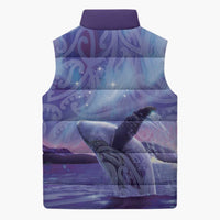 New Zealand Matariki Humpback Whale Sleeveless Puffer Jacket Paikea Maori New Year Purple Galaxy LT14 - Polynesian Pride