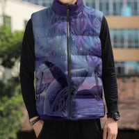 New Zealand Matariki Humpback Whale Sleeveless Puffer Jacket Paikea Maori New Year Purple Galaxy LT14 - Polynesian Pride
