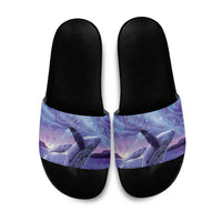 New Zealand Matariki Humpback Whale Slide Sandals Paikea Maori New Year Purple Galaxy LT14 Purple - Polynesian Pride