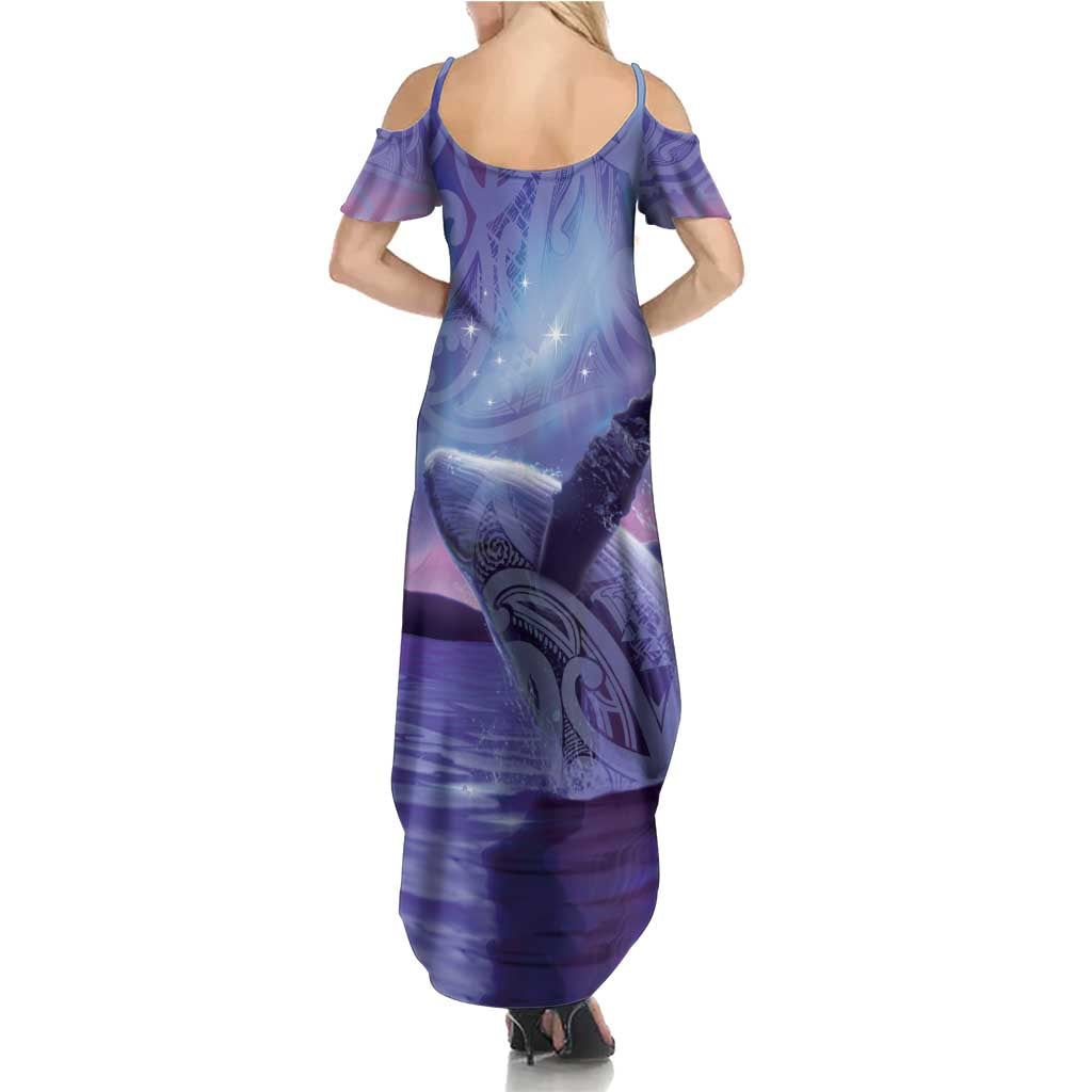 New Zealand Matariki Humpback Whale Summer Maxi Dress Paikea Maori New Year Purple Galaxy LT14 - Polynesian Pride